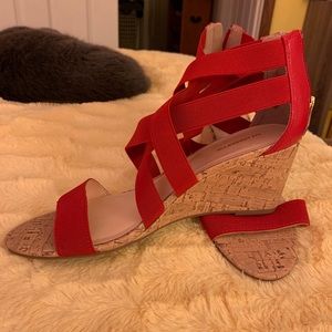 LIKE NEW Liz Claiborne Red Wedges Size 9M